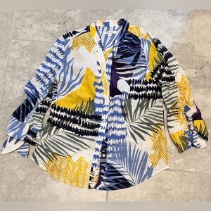 Chico’s Multicolor Tropical Print Button-Up Blouse Size 0 (US 4)